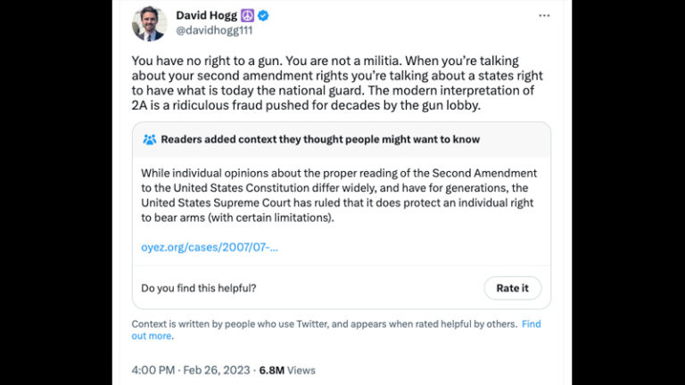 David Hogg Claims Americans ‘Have No Right to a Gun’ – Gets Fact-Checked by Twitter