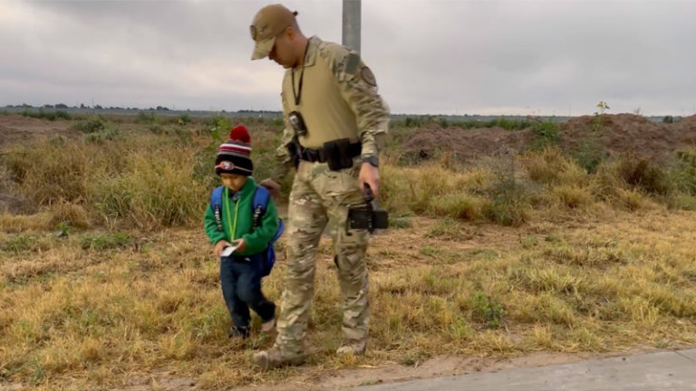Watch: TX State Police Encounter Unattended 2-Yr-Old Illegal Alien Boy at Border With Toy and Note Inside Backpack