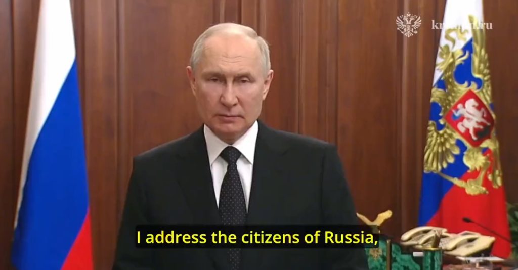 Vladimir Putin Gives Emergency Speech Vowing to Take Action Against 'Mortal Threat' to Russia