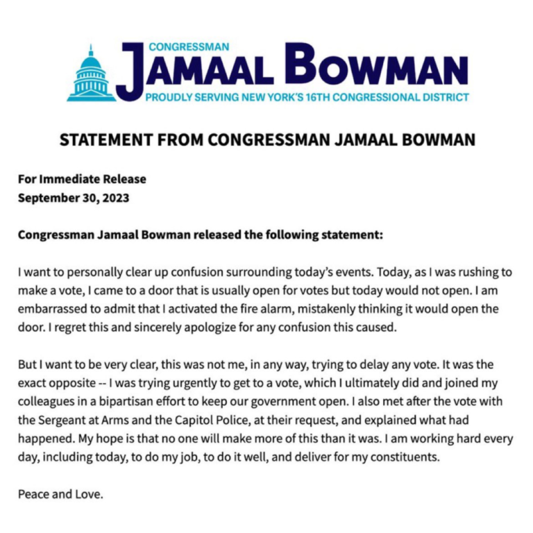 Watch: Footage Shows Democrat Rep. Jamaal Bowman Remove Warning Signs Before Pulling Fire Alarm