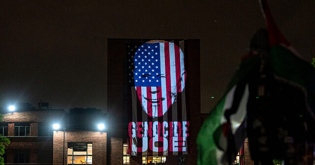 'Genocide Joe' Projected on American Flag at George Washington University
