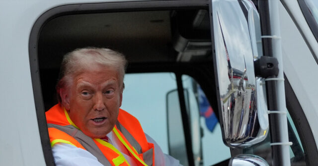 Watch—Trump Rides Garbage Truck to WI Rally: ‘250 Million People Not Garbage’