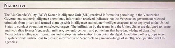 EXCLUSIVE: Leaked Intel Report Warns Venezuela Sending Intel Operatives, Released Prisoners to 'Neutralize' Targets in U.S.