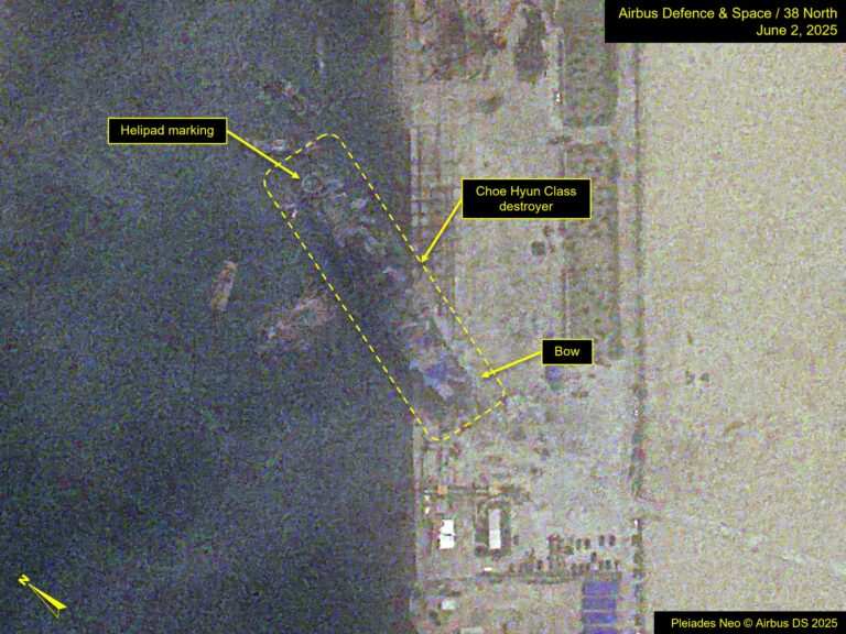 North Korean warship that tipped over during launch is upright again